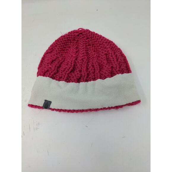 Girls The North Face Cable Knit Hat 70% Acrylic 20% Wool 10% Alpaca Pink Size M - Picture 7 of 10